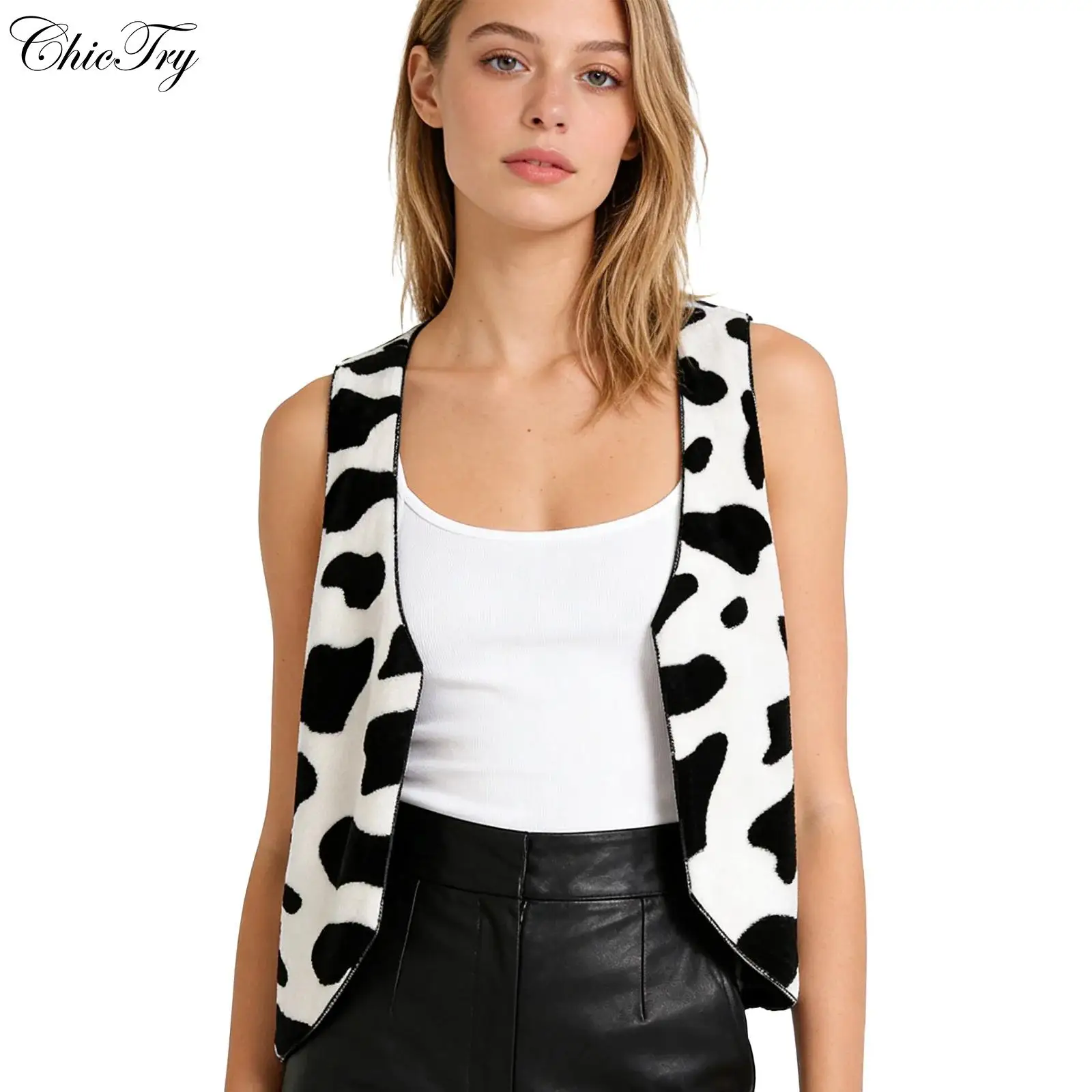 

Женский фланелевый топ-жилет с V-образным вырезом и принтом в стиле вестерн, без рукавов, с открытым передом, для маскарада, вечеринки, Хэллоуина