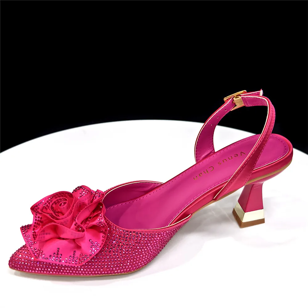 Elegant Italian Rhinestone Pointed High Heels Handbag Set Fashionable And Comfortable Women's Shoes High Quality