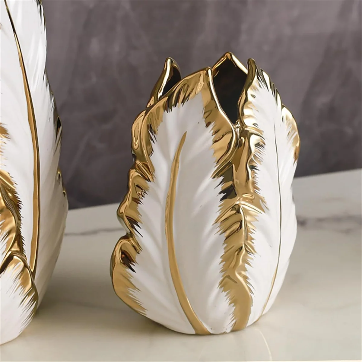 مزهرية فاخرة من السيراميك المطلي بالذهب على الطراز الشمالي - منزل أنيق - مزهرية زهور/ديكور طاولة بتصميم حديث X0029