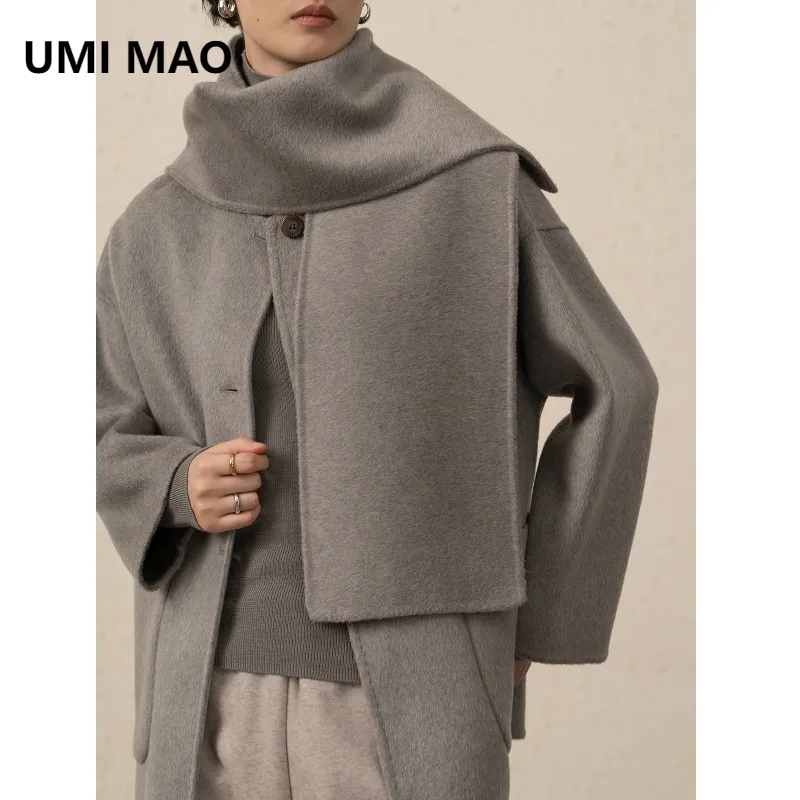 UMI MAO Create Atmosphere~ Scarf-Style Cashmere Coat Double-Sided Woolen Coat Wool Coat For Women Autumn Winter Female Overcoat