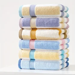 6pcs Color Cotton Thickened Face Towel, Highly Absorbent Towels for Bath Sauna Spa Sports Men & Women,Bathroom Supplies, Towels