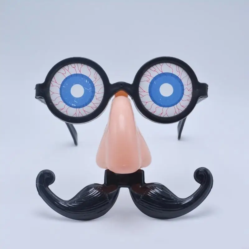 B95F Halloween Glasses Cosplay Props Mustache Glasses with Fake Nose for Women Men Halloween Birthday Party,
