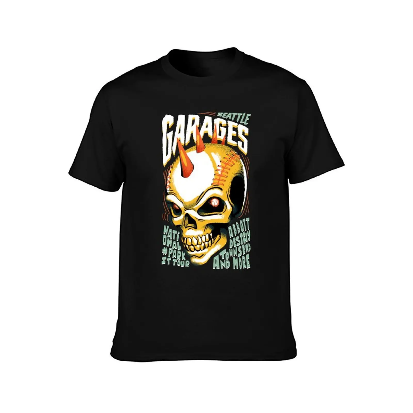 Seattle Garages T-Shirt, Summer Casual Cotton Tee, Oversized Streetwear Tops, Vintage Graphic Print, Loose Fit Short Sleeve