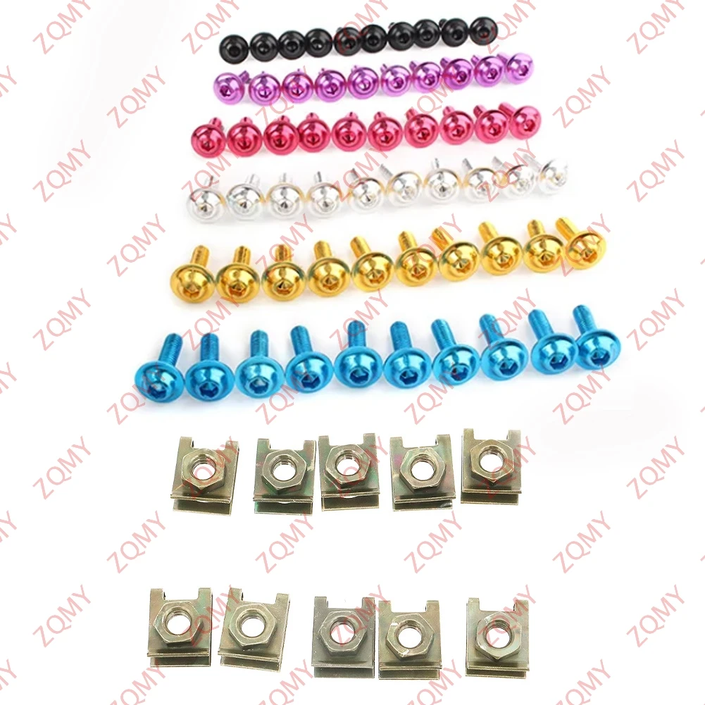 M6 Body Fairing Bolts Substituição, Speed Clips Bolt Kit, Fastener Clips, Screw Set, Universal, CNC Aluminium, Motocicleta, 10pcs