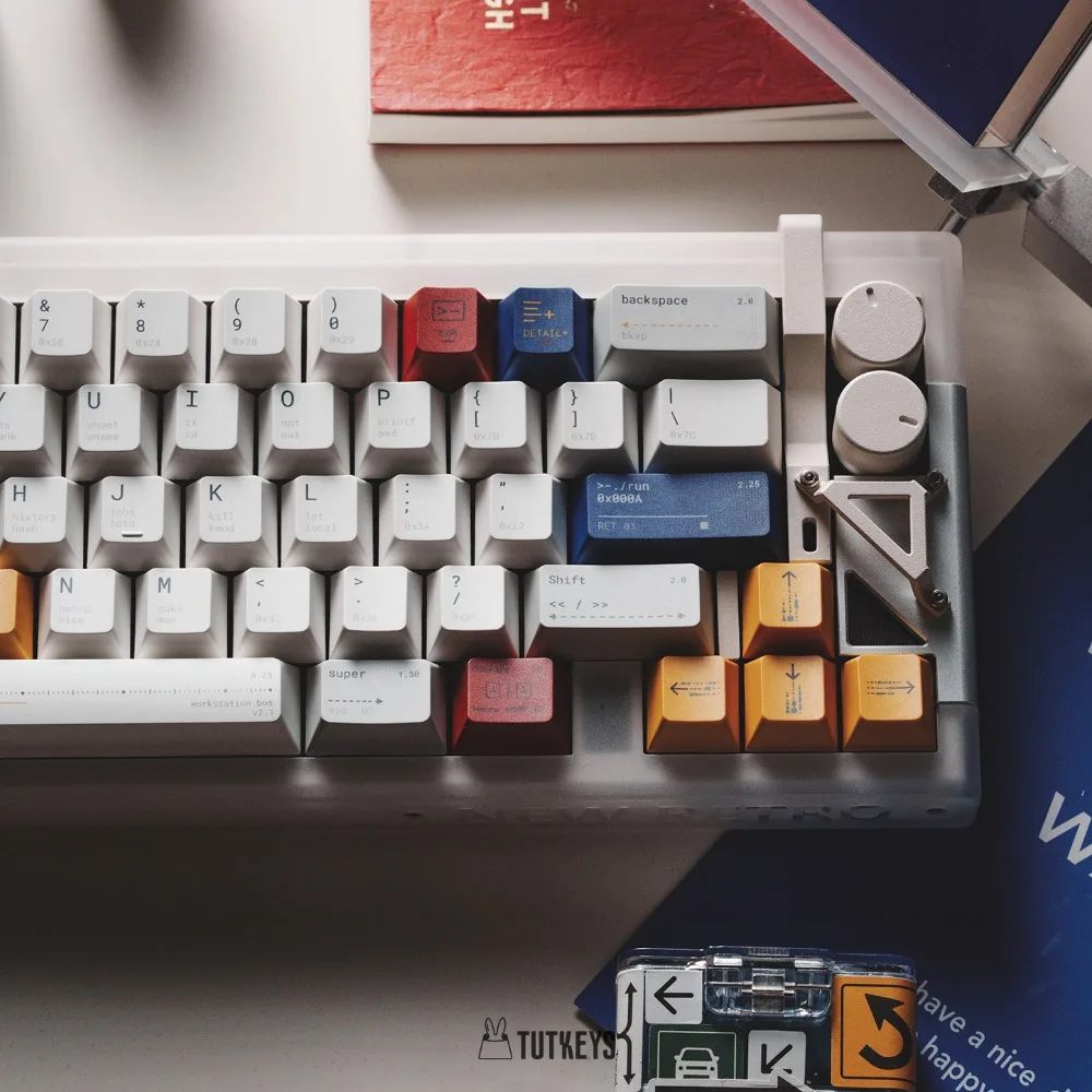 Programmer Theme Keycaps Set PBT Cherry Profile Custom Original Handmade Sublimation Retro Gray Keycaps for Mechanical Keyboard