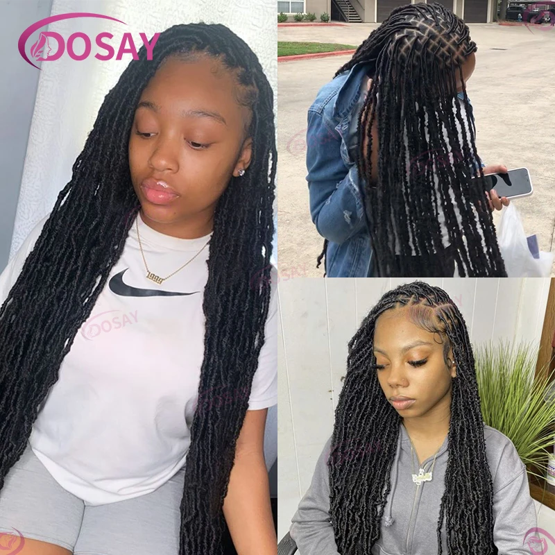 Perruque Dreadlock Synthétique Longue de 40 Pouces pour Femme Noire, Cheveux Tressés, Full Lace, Wave Locs Braids, Cornrow Braids Lace Wigs fway