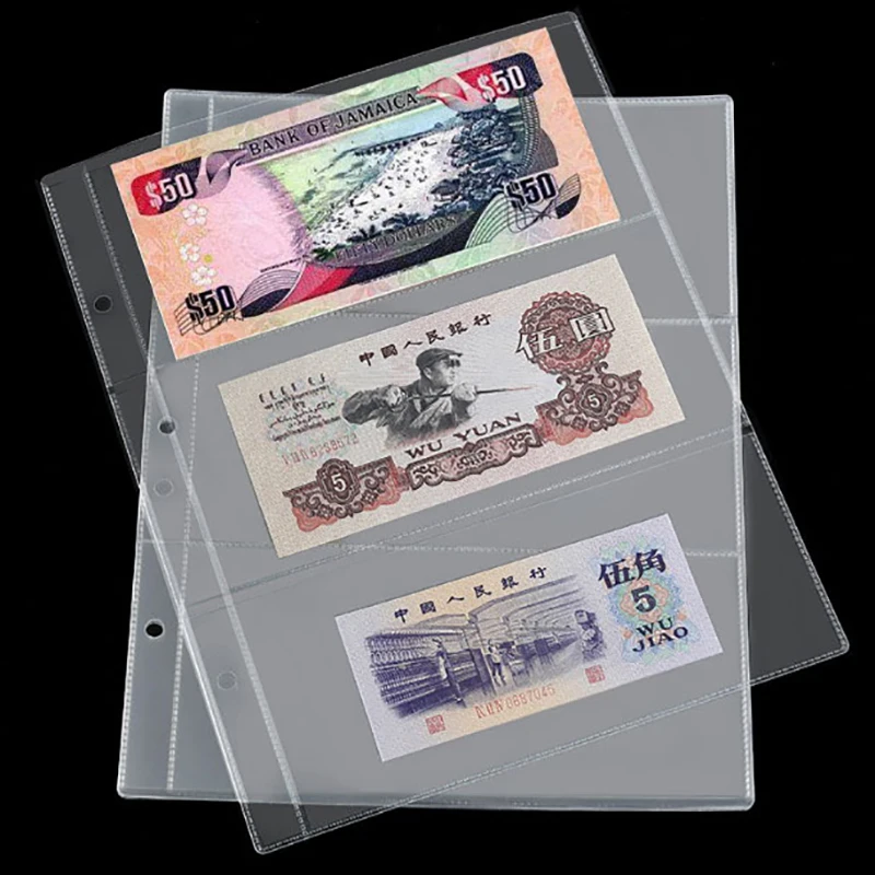 10x Notiz seiten Album Papier Geld 3 Taschen Banknoten halter Aufbewahrung hüllen