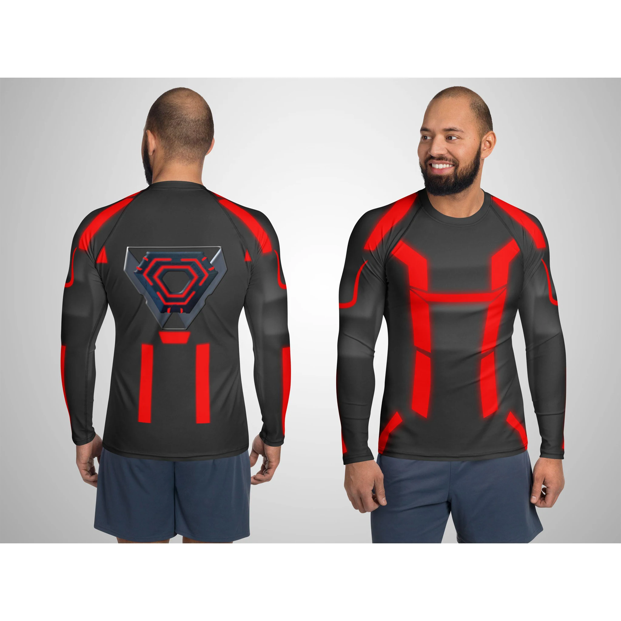 Showstopper der Halloween-Party! TRON Ares Red Circuit Langarm-T-Shirt für Herren, zum Schichten oder Solokleidung, sportlich und für Partys!