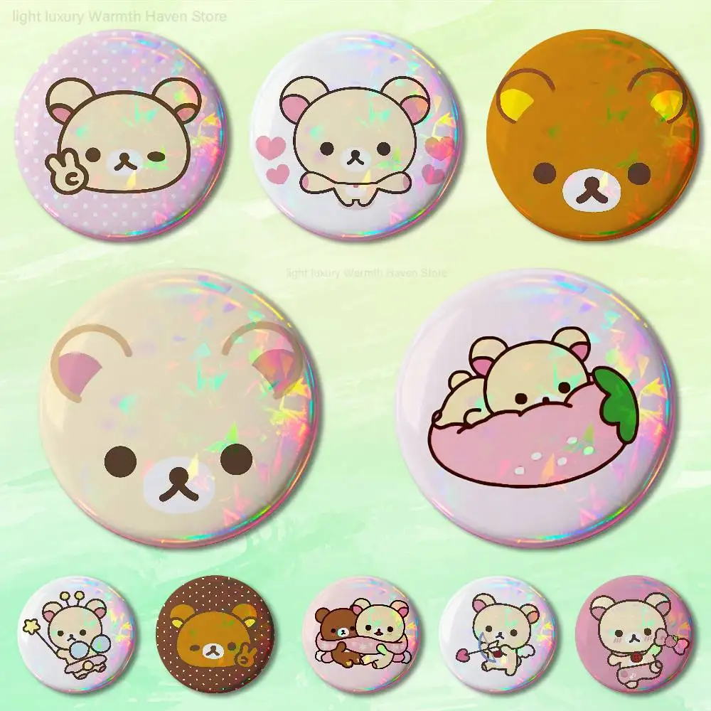 

Cute R-Rilakkumas-S Bear 32mm 58mm 75mm 44mm 25mm Anime Badges Brooches DIY Pins Decorations Birthday Gifts