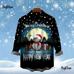 Golf Santa Festive Shirt 3D Printed Christmas Long Sleeve Shirt Party Men's Shirt 3D Printed Casual Fashion Men's Top