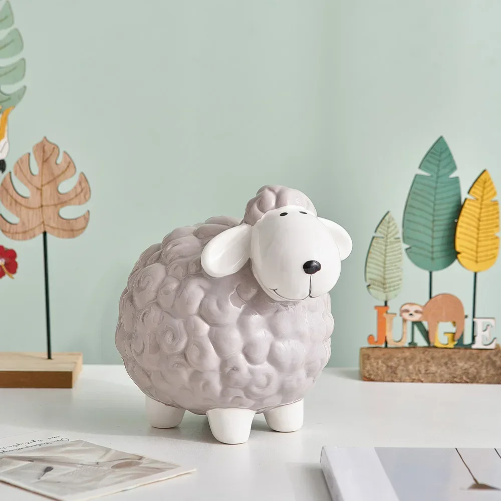 Simple Home Decor Ceramic Sheep Series Ornaments Modern Cute Living Room Table Decoration Porcelain Crafts Desk Accessories