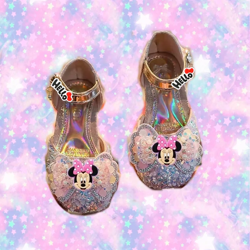 

Disney first walkers Mickey Minnie Mouse Kids Korean Fashion Crystal Princess Sandals Spring and Summer New Girls Dance Shoes