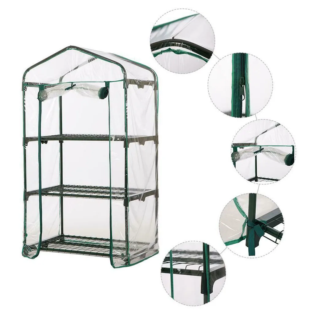 4-tier Garden Greenhouse Cover Transparent Heat Retaining Shield Protective Flower Growth Shields PVC Waterproof Cover