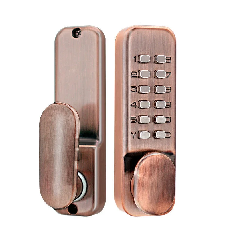 Keyless Outdoor Door Lock Waterproof Digital Password Combination Zinc Alloy Brass Push Button Mechanic Code Glass/Aluminum Door