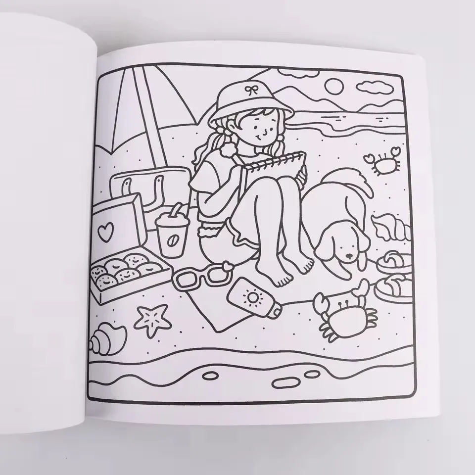 Cozy Atmosphere Relaxing Coloring Book for Adults and Teens Bold Easy-to-follow Patterns and Girl Moments image 4
