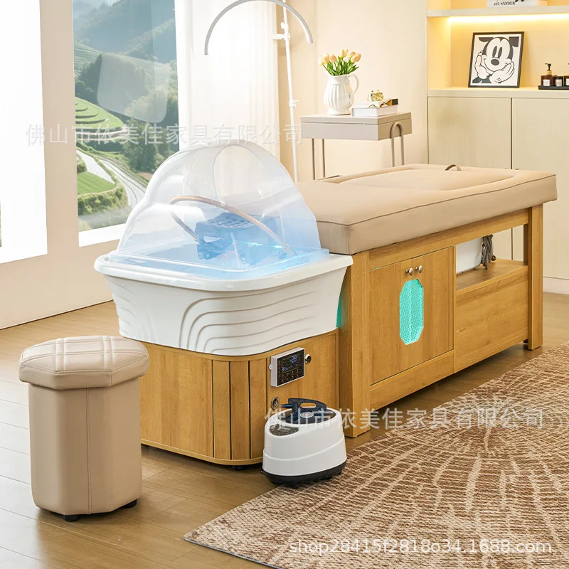 Shampoo bed with foot therapy barber shop flushing bedside therapy massage bed constant temperature water circulation