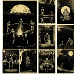 Simple Skull Posters Vintage Kraft Paper Prints Nostalgia Wall Sticker Home Decoration Bedroom Painting Fashion Bedroom Painting