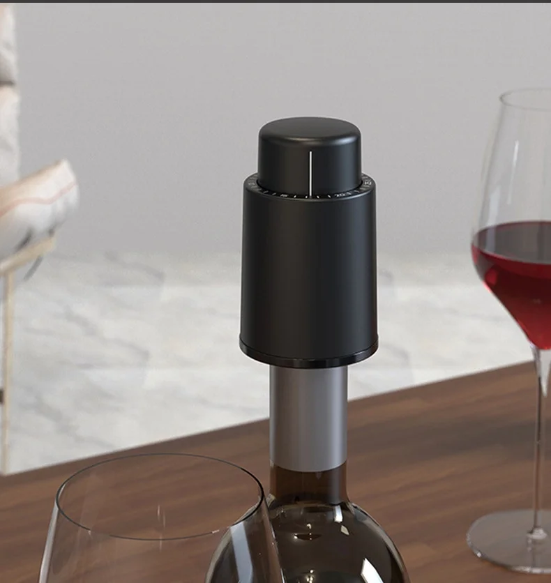 Compact Presstype Vacuum Wine Stopper with Date Indicator ABS Pump for Maintaining Fresh Wine Flavor and Aroma