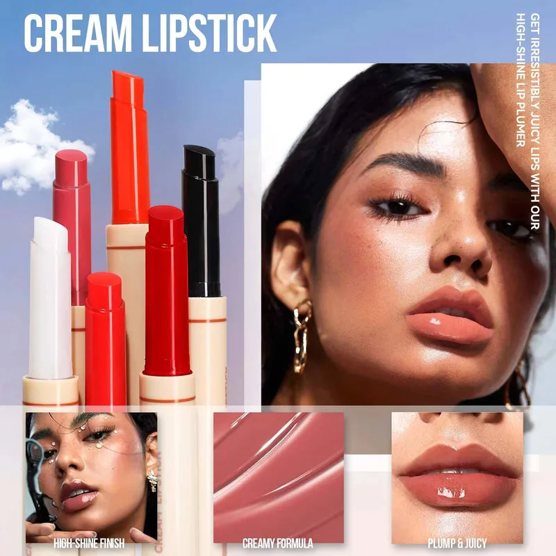 

MLSMILE 6 Colors Lipstick High-shine Plumer Cream Gloss Color Changing Rouge Woman Cosmetic Moisturizing Lip Black Red 2025 New