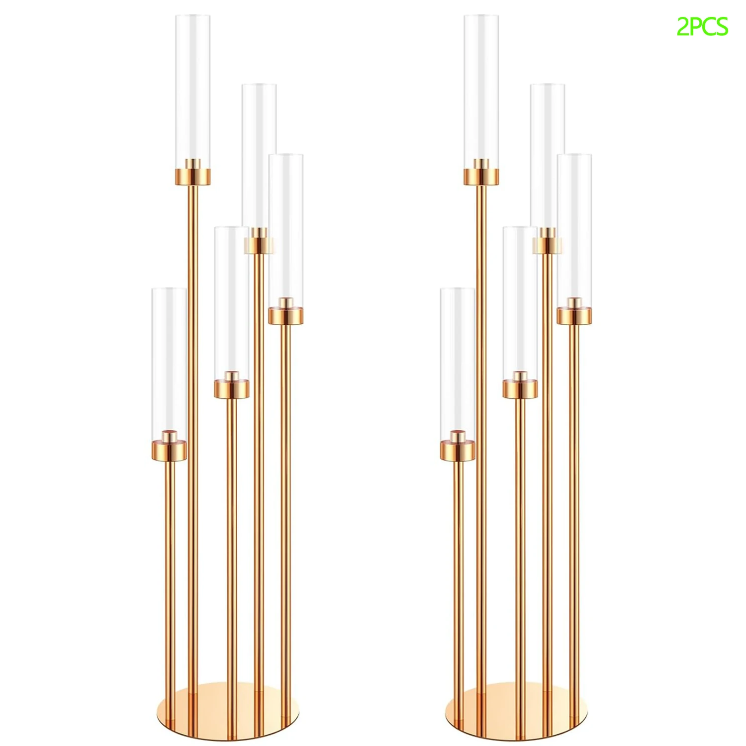 

2PCS 5 Arm Candelabra Centerpieces for Tables 42.5'' Tall Candlestick Holders Decor Wedding Centerpiece Fit 0.9" LED Candle
