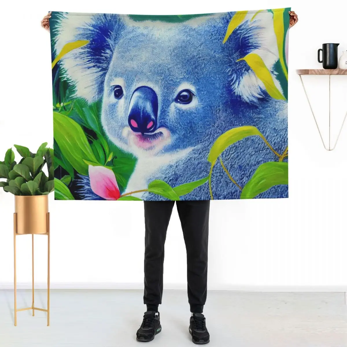 Cute Koala Painting Throw Blanket Multi-Purpose Beach Hairy Retros christmas decoration Decorative Sofa Blankets