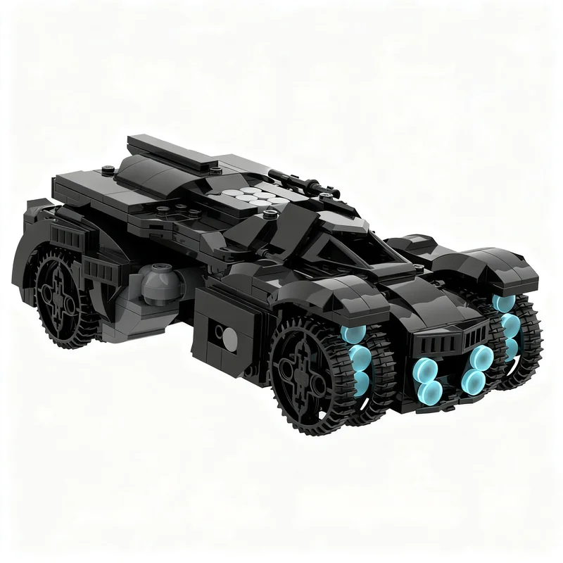 624pcs MOC Arkham Knight Batmobile Hero Collection Model Building Blocks Room Decor Tabletop Ornament Collector Gift For Adults