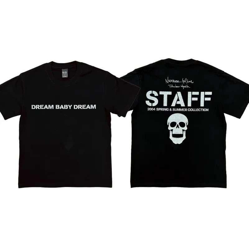 

2025 Number Nine Dream Baby Dream Skull Staff Retro short sleeved T-shirt TX1547