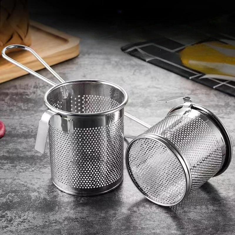 Colador de olla caliente de acero inoxidable 304, colador cerebral para vermicelli de cerdo hirviendo con gancho de tamiz, embudo para recoger fideos y hervir