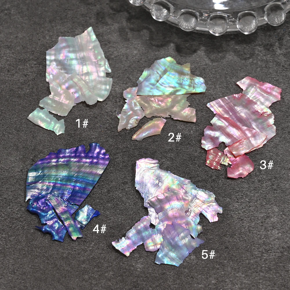 5g Aurora Gradient Natural Shell Slice Nail Charm Japanese Style Fantasy Irregular Abalone Nails Decor DIY Manicure Accessory