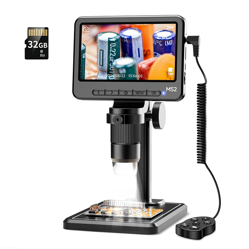 5inch Digital Microscope 1200X USB Microscope with 8 Leds 1920p Soldering Microscope for Repair Compatible with Windows/Mac OS