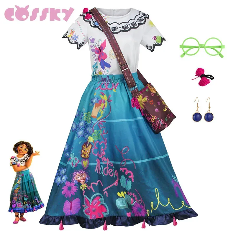 كوسكي أنيمي تأثيري حلي الفتيات فستان الأميرة حقيبة نظارات Encanto ميراب الكبار النساء الفتيات هالوين كرنفال المرحلة زي