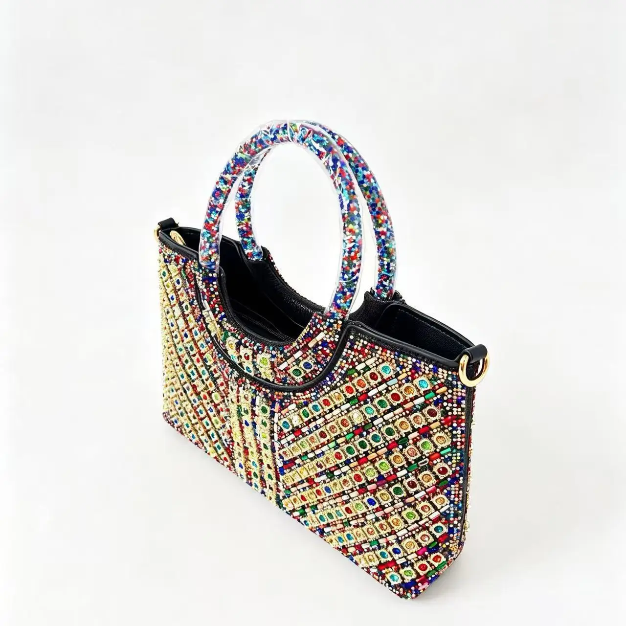 Diamond-encrusted handbag women's rhinestone fashion handle dinner bag full of diamonds, shiny light luxury high-end banquet bag