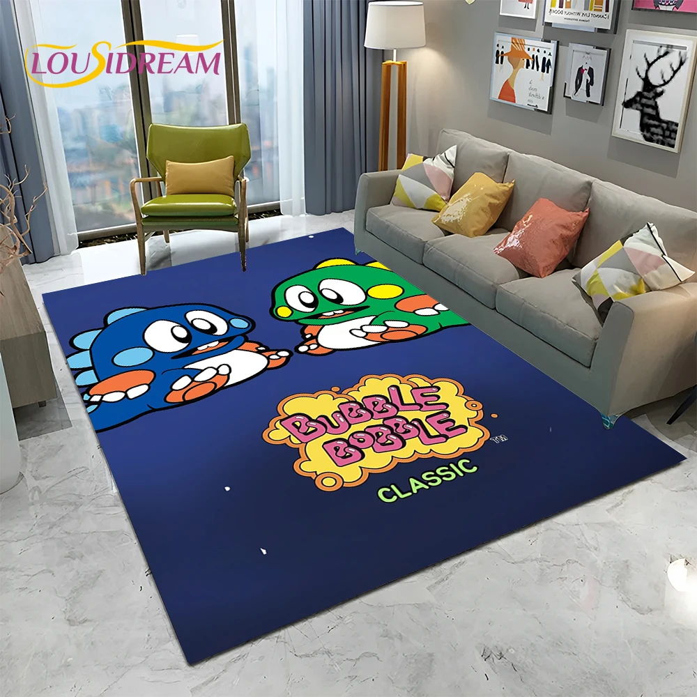 Cartoon Bubble Bobble Game Gamer Carpet Rug for Home Living Room Bedroom Sofa Doormat Decor,kid Play Area Rug Non-slip Floor Mat