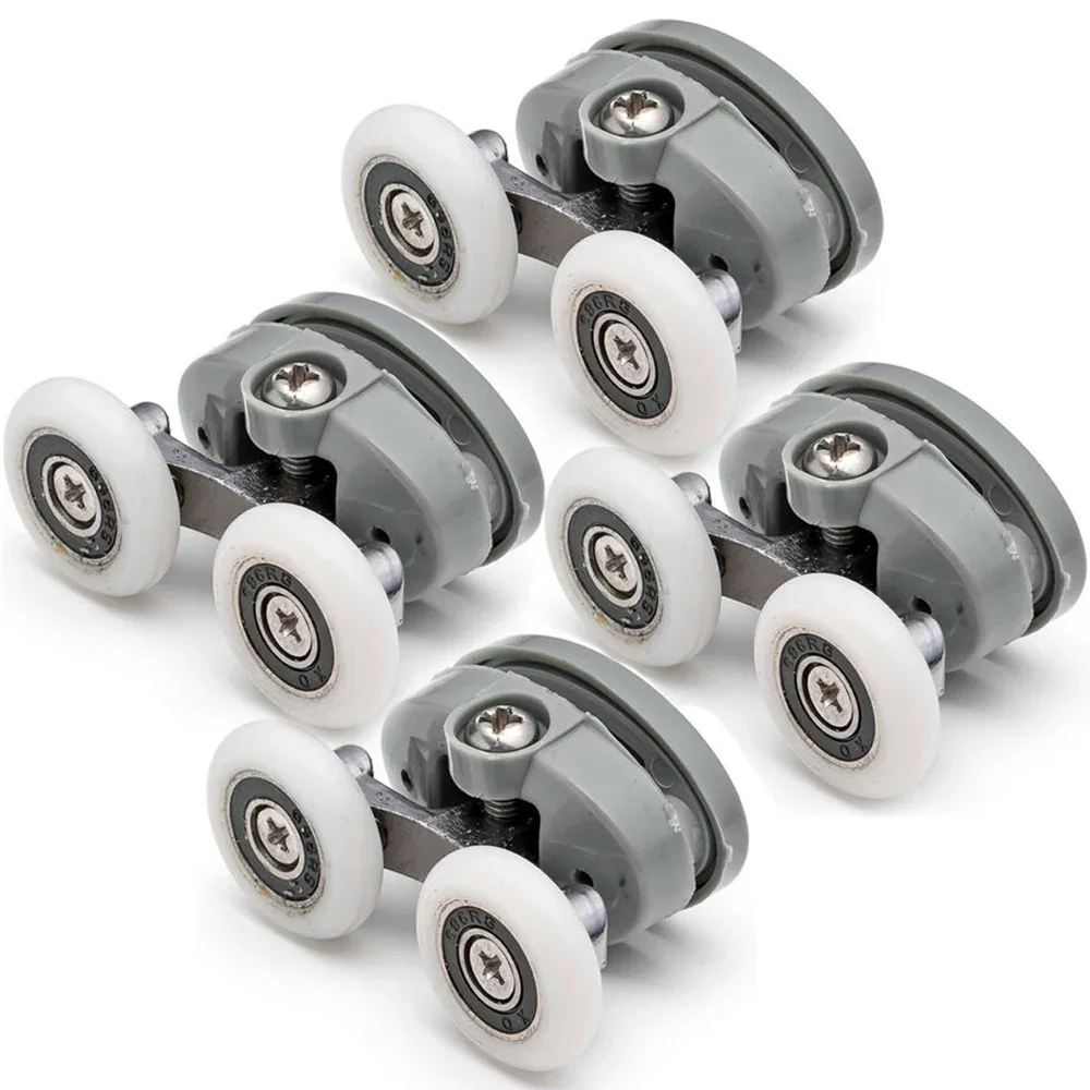8x Twin doccia porta in vetro rulli superiori/inferiori guide ruote pulegge 23mm/25mm