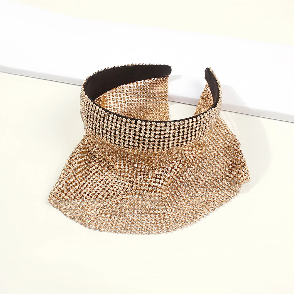 

Fashionable Hair Wrap Headband Rhinestone Decor Golden Women Headwear Elegant For Daily And Party Use 1pc
