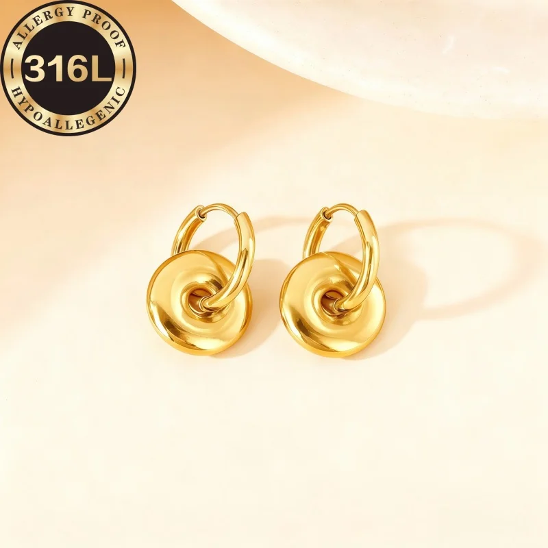 316L high-quality stainless steel hypoallergenic, round earrings, anti-fading, suitable for skin-friendly, suitable for daily