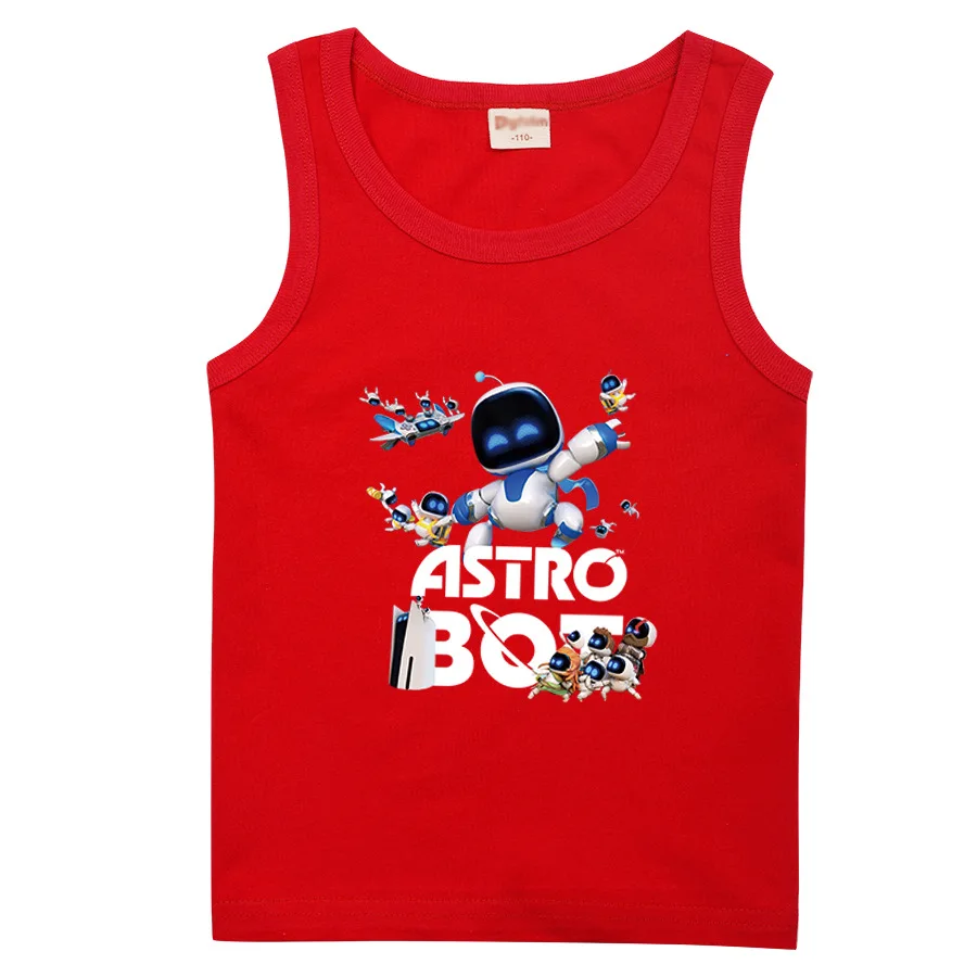 2-16Y Game ASTRO BOT T Shirt Kids Summer Clothes Boys Cartoon ASTROBOT Tops Little Girl Funny Sleeveless Vest Children's Tshirt