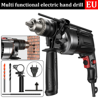 13mm Electric Impact Drill with 2 Bits Hammer & Impact Drill Dual Mode Variable Speed 3000rpm Drilling Power Tool 220v EU Plug