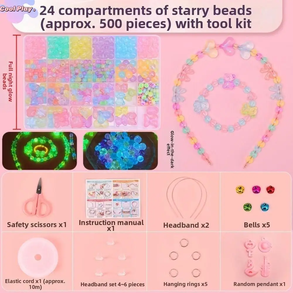24 Grid DIY Handmade Beaded Kit Toy Acrylic Creative DIY Jewelry Making Kit Colorful Kawaii Beads Bracelet Making Kit Children