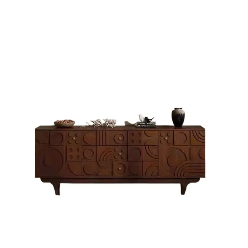 Simple Module Carving Geometric Modeling Living Room Entrance Cabinet