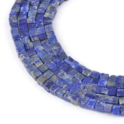 Natural 4X4mm Sqaure Lapis Sodalite  Beads Rose Quartz Tiger Eye Cube Loose Spacer Beads for DIY Bracelets Necklace Accessory