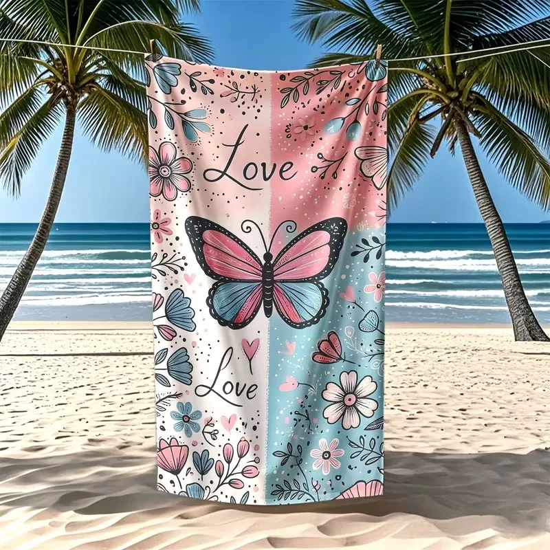 Cute Cowboy Duck Striped Beach Towel Microfiber Quick Dry Absorbent Sand-Free Summer Pool Bath Towel for Kids Adults