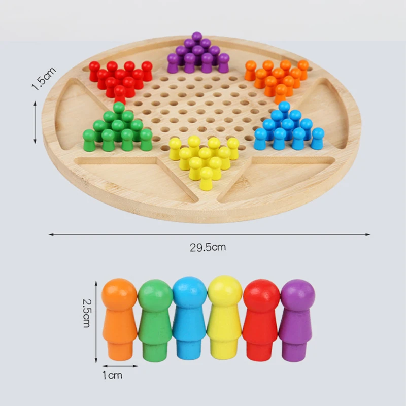 Chinese Checkers Game Set Classic Strategy Game Acrylic Marbles in 6 Colors for Family Gathering Kids Boys Girls