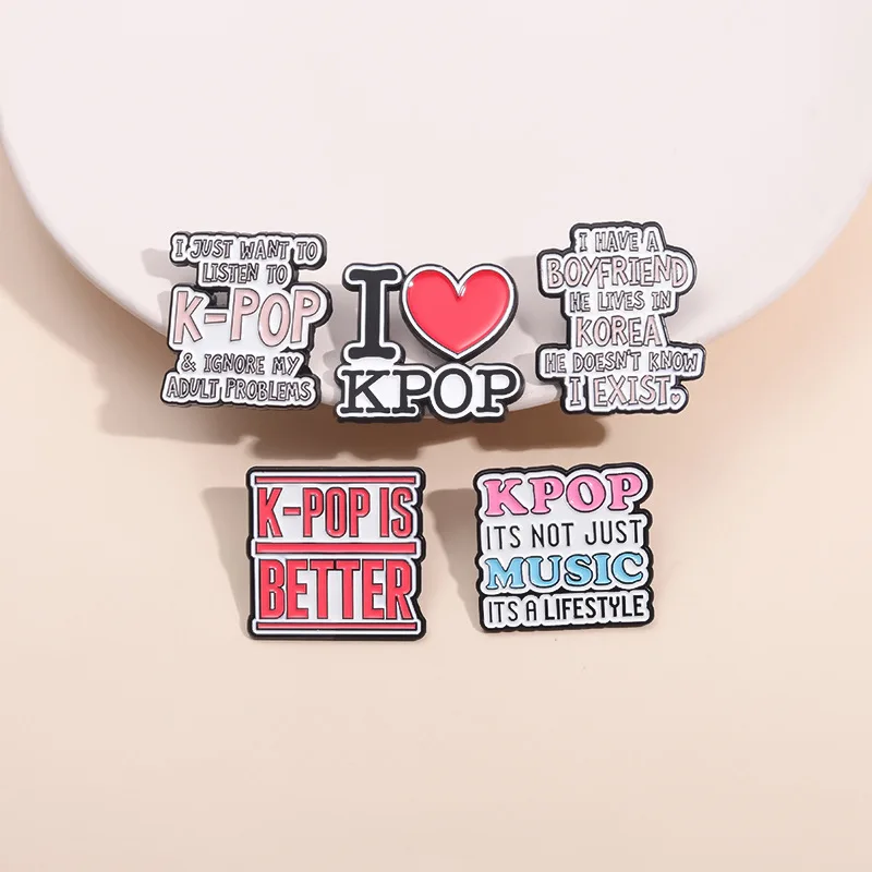 Eu amo K pop música esmalte pin, broches de metal criativo, roupas mochila crachá, jóias para presente, lapela pin, atacado