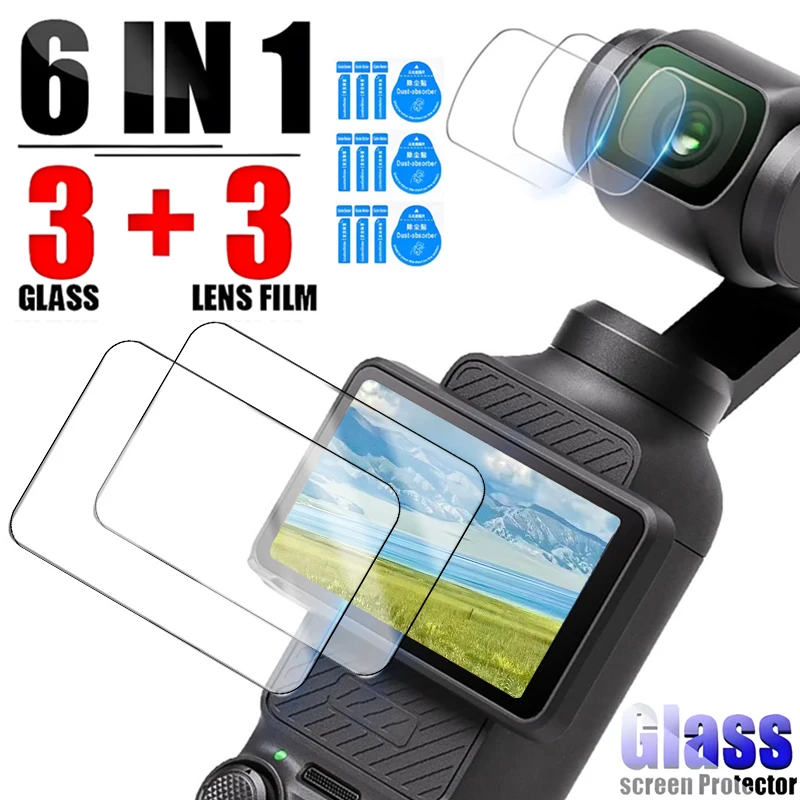 3-1Set Lens Screen Protector for DJI Osmo Pocket 3 9H Hardness Tempered Glass Film HD Clear Anti-Scrach Glass Film for Pocket 2