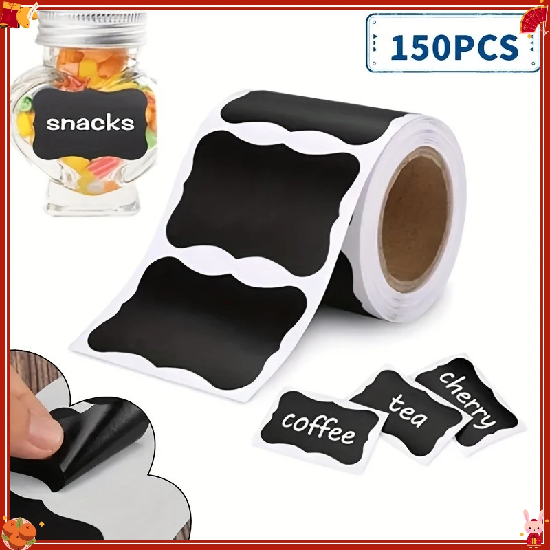 150pcs Waterproof Chalkboard Labels Spice Organizer Label for Household Kitchen Jars Blackboard Stickers