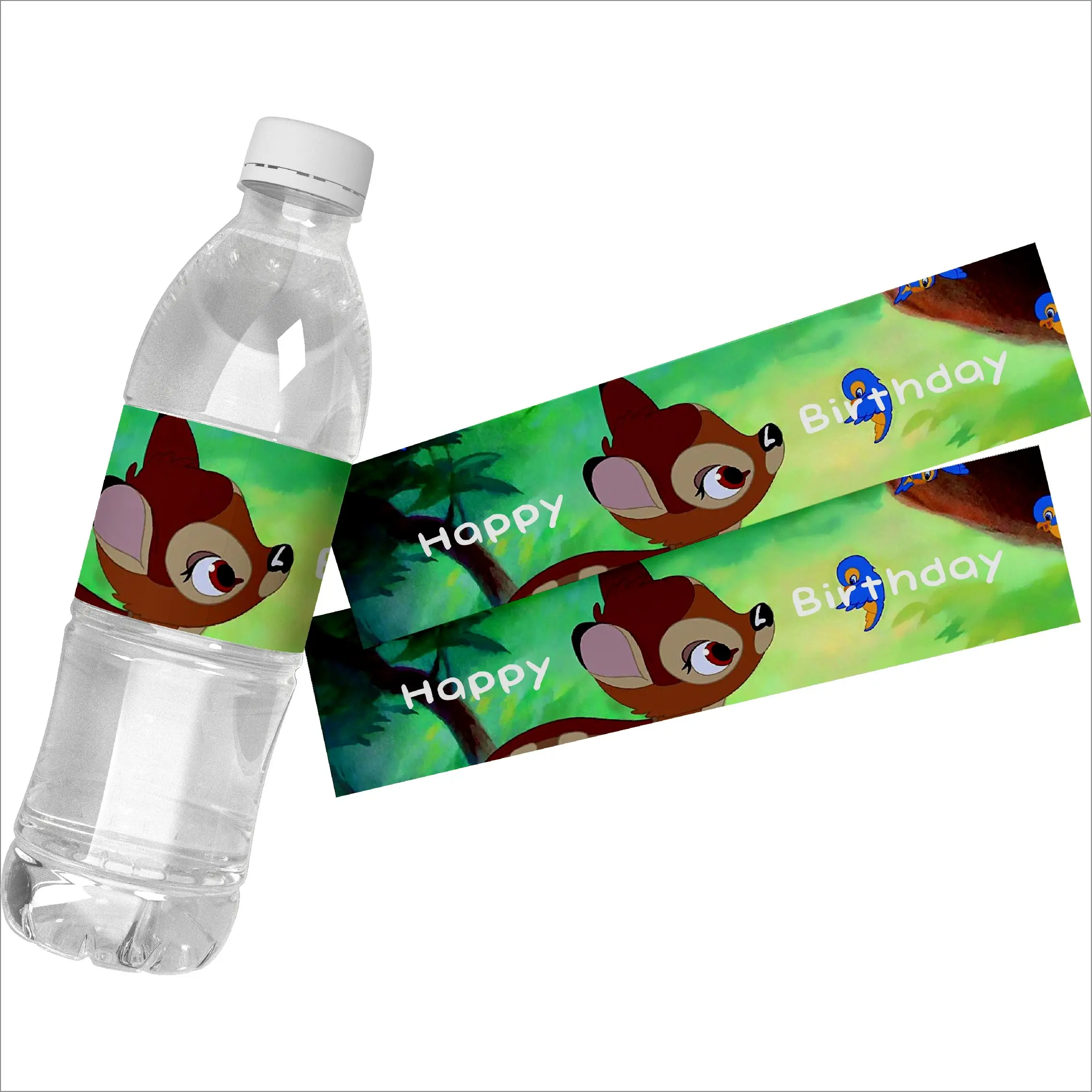 24pcs Disney Bambi Water Bottle Wrapper Self-adhesive Stickers Labels Baptism Baby Shower Birthday Party Decoration Supplies