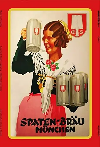 Bidesign Spaten Bräu Bier Munich Metallblechschild, individuelles Metallschild, 40,6 x 30,5 cm, für Bar, Café, Restaurant, Heimdekoration