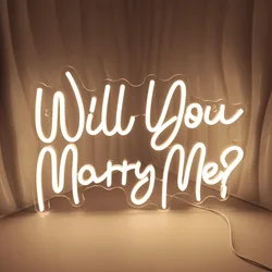 Will You Marry Me 네온 벽 장식, 따뜻한 흰색 LED 조명, 방 장식, 라이트 업 사인, 생일 파티, 웨딩 장식, USB 전원