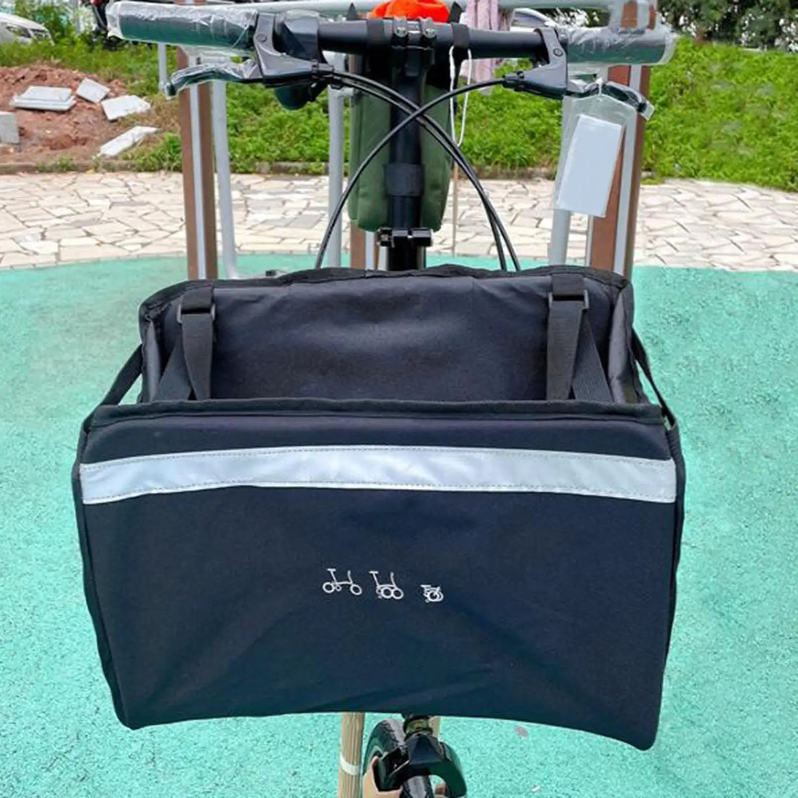 Bike Front Basket Bag, Bag with Rain Cover for Folding Bike Cycling Travel